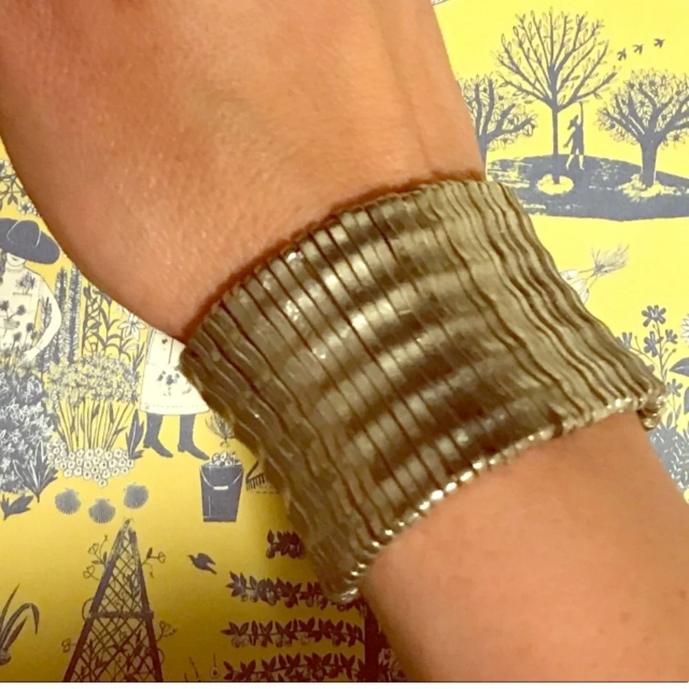 Artisan Silver Stretch Cuff Bracelet Boho Unique Artsy